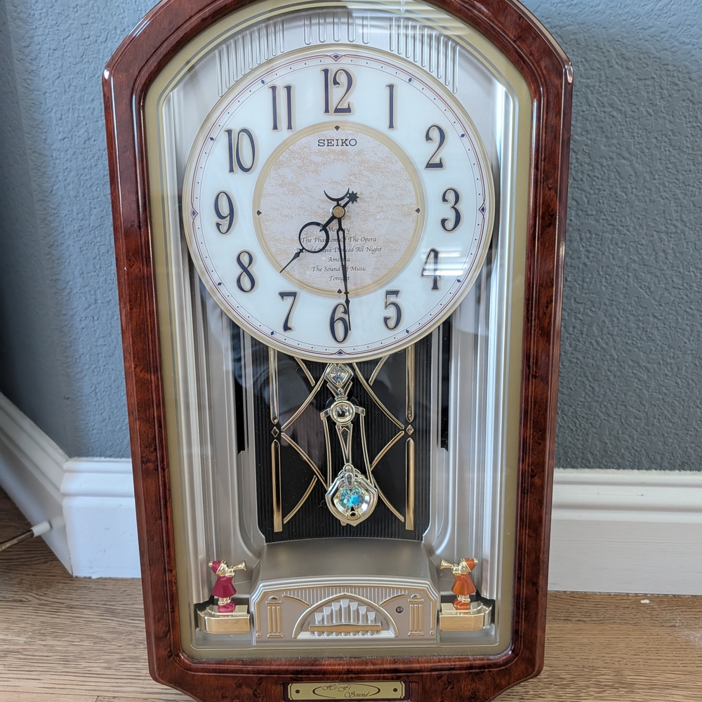 Seiko Brown and Gold Wall Clock